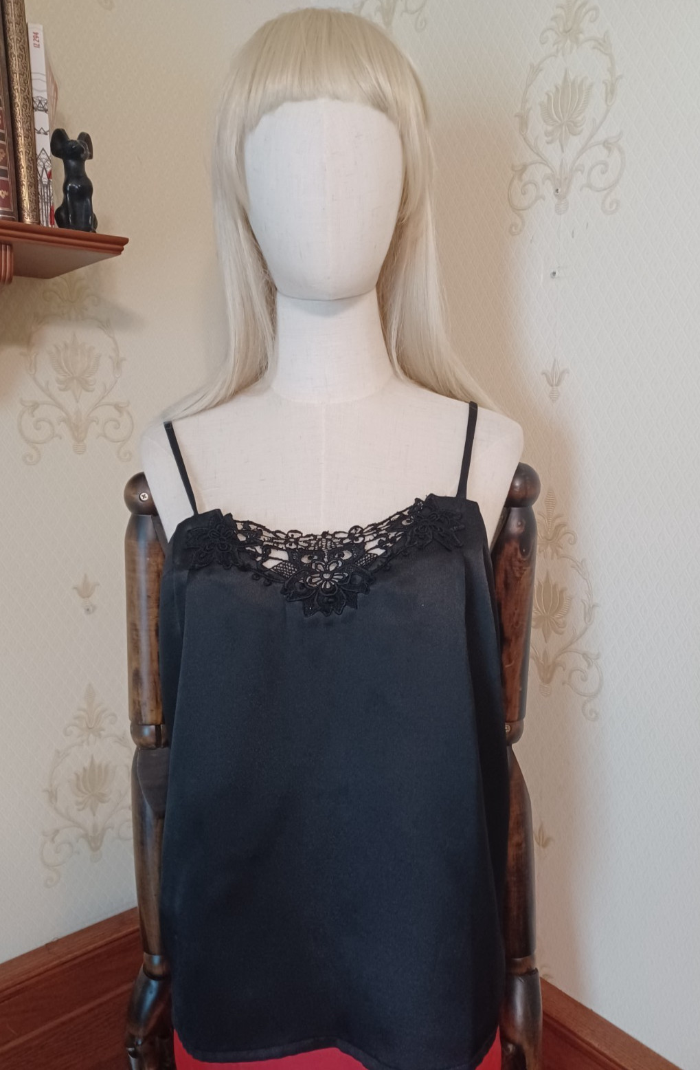 Vintage 1980s/90s Larissa Jeffrey Black Satiny Lingerie Whimsigoth Coquette Top