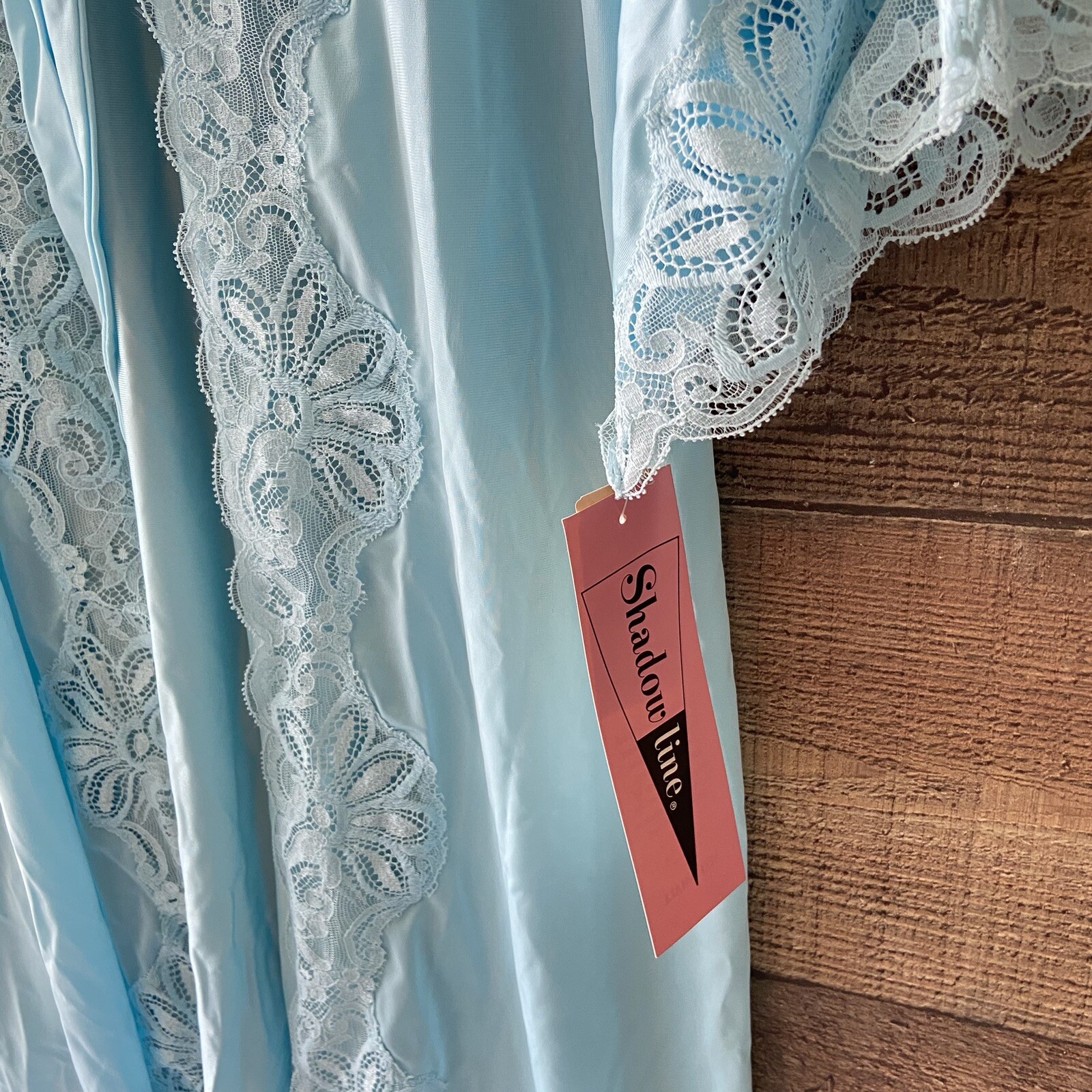 NWT Vintage Shadowline Peignoir China Blue Small 2 Piece Nightgown Robe Lace USA