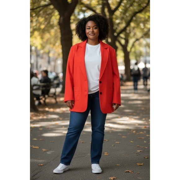 Universal Standard Women’s 3XL Bright Red Linen Blend Blazer Jacket