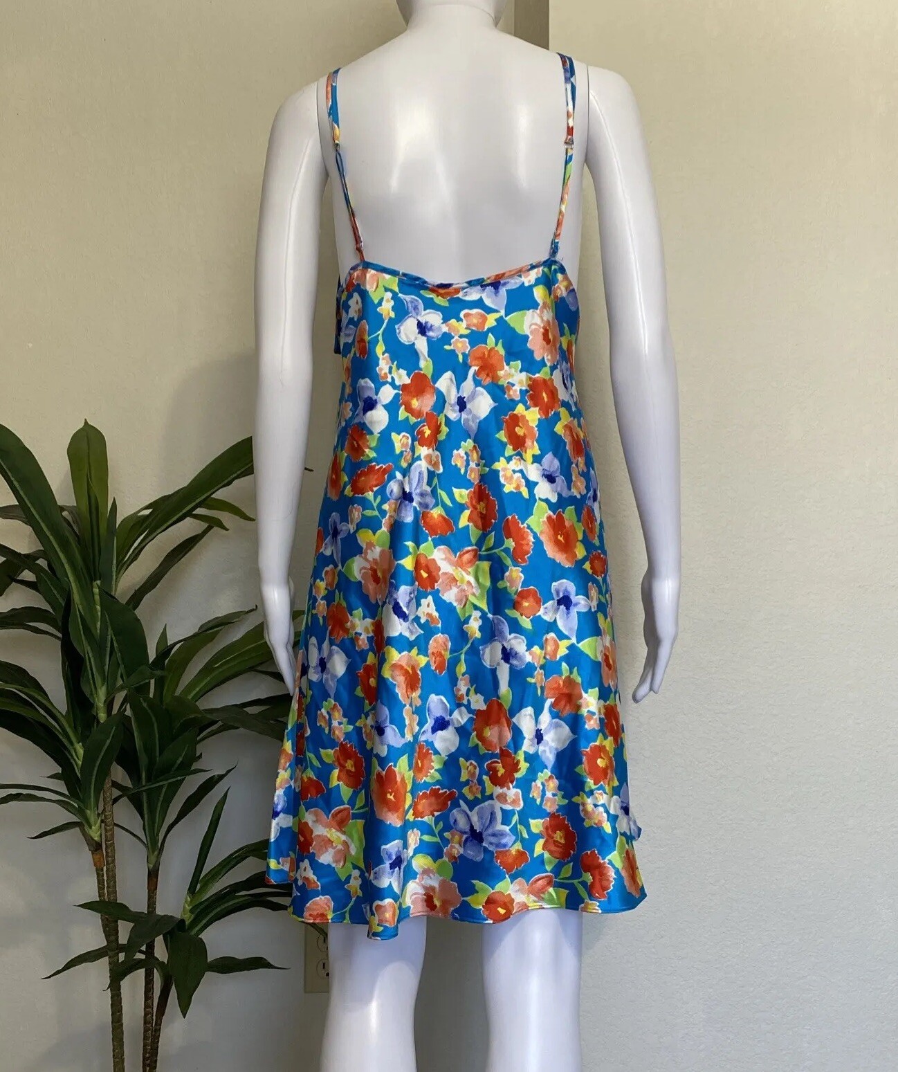 Vtg Gilligan O’Malley Sz XXL Satin Slip Dress Multicolor Floral Bias Opaque Gown