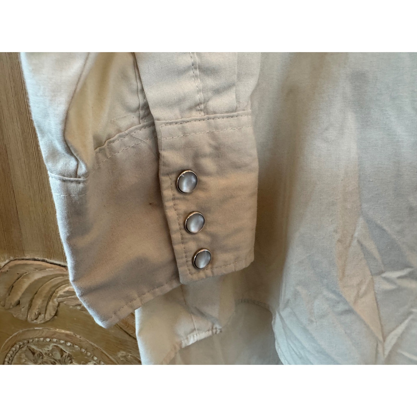 Vintage Western Shirt Moth Eye Patch Folk Art Boho Size L