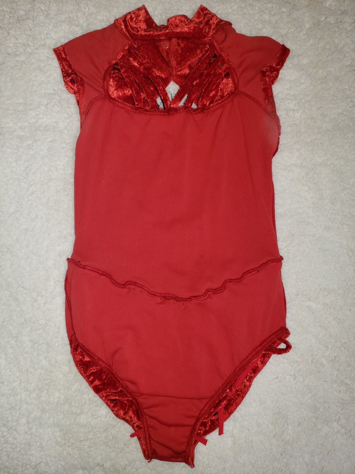 Vintage Performa Dancewear Glittering Red Velvet Tasseled Dress Made in USA