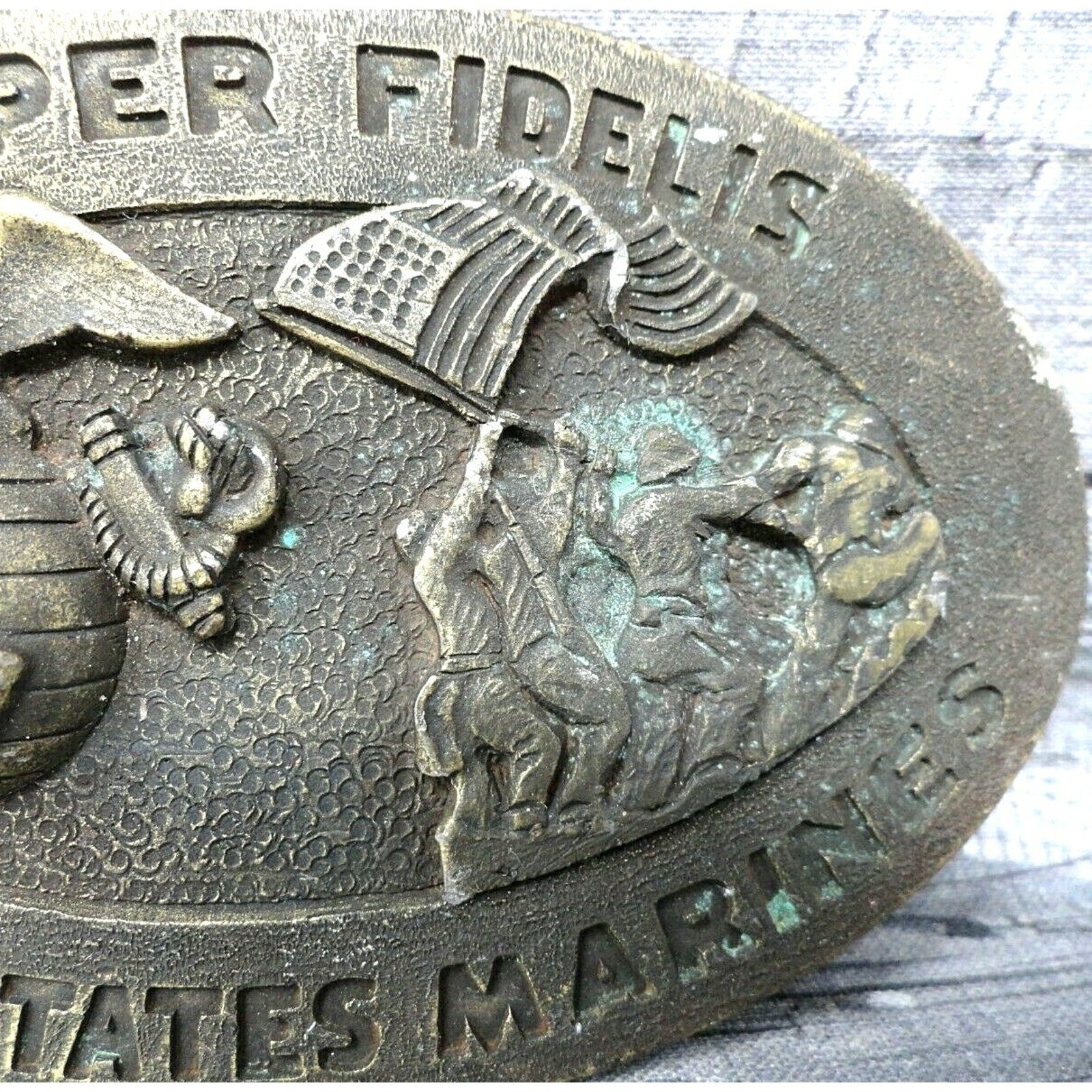 United States Marines Semper Fidelis Belt Buckle Military Vintage 1970s .CVB242