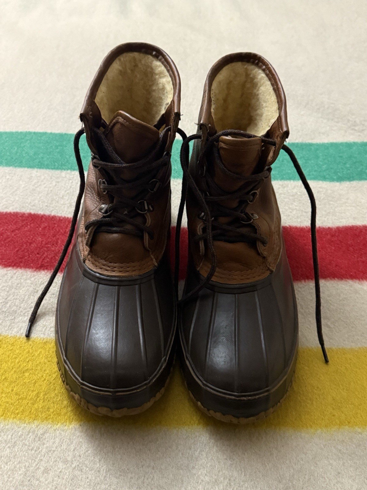 Vintage 70s 80s LL Bean Sherpa Duck Boots 8” Inch Brown Size 13 Made In USA 🇺🇸
