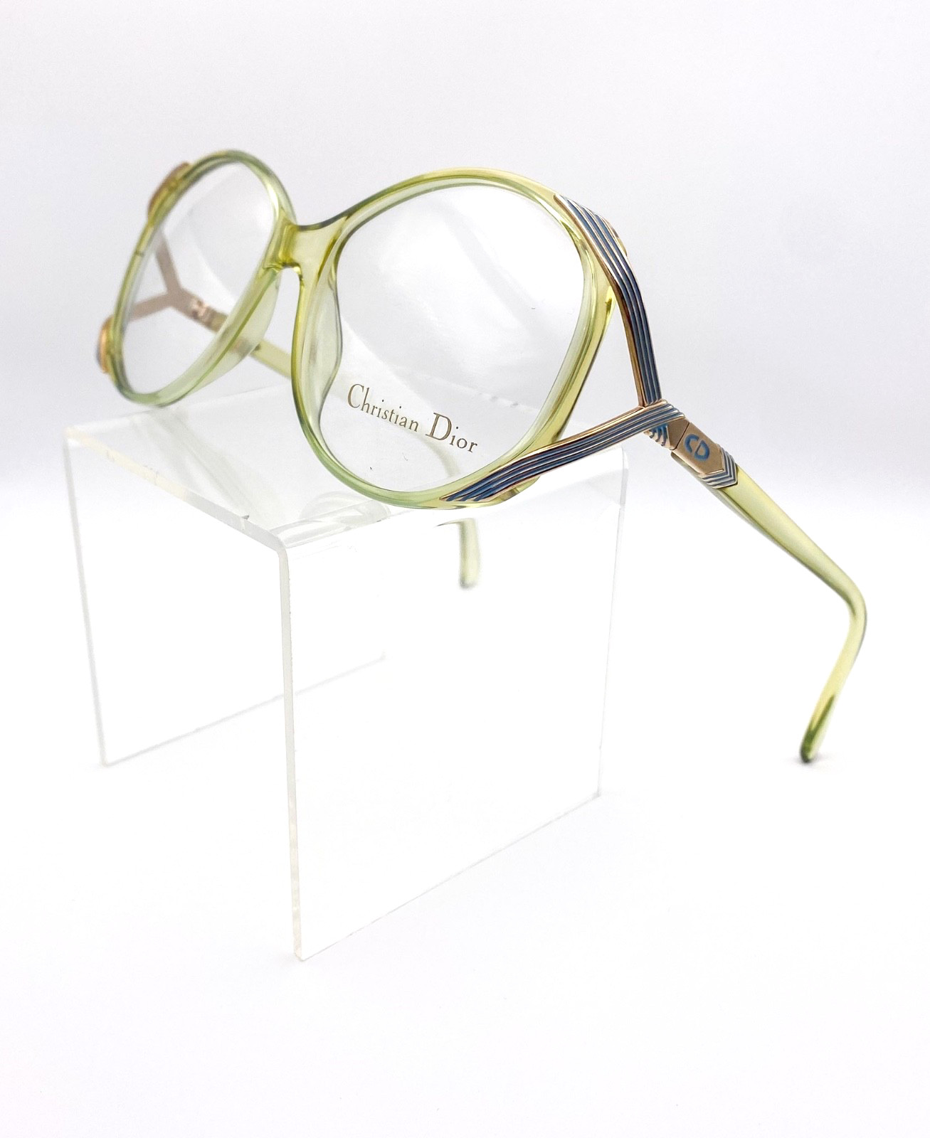 Women’s Christian Dior Vintage 1980s Green Oversized Optyl Eyeglasses NOS Frames