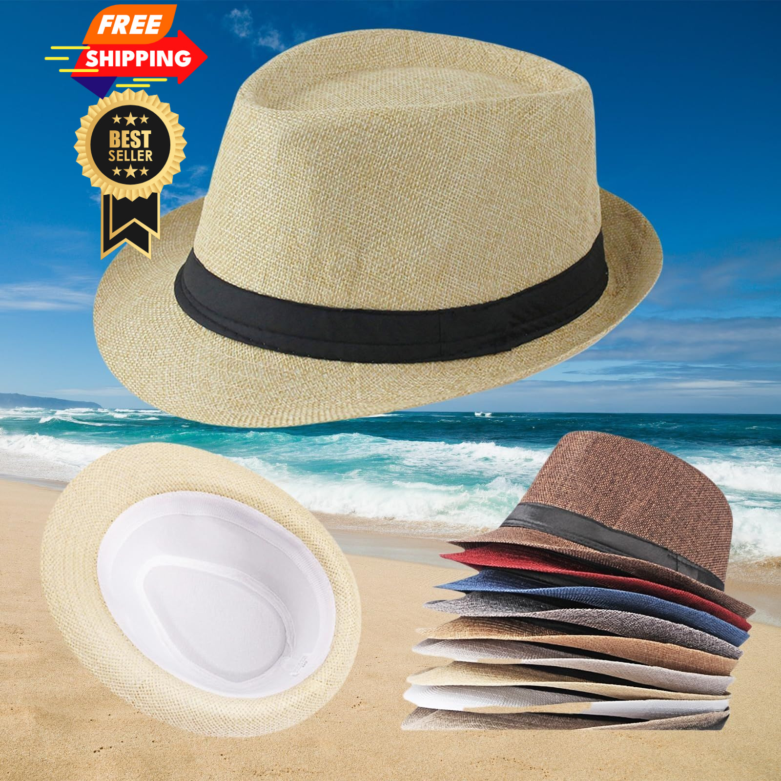 Unisex Classic 1920s Fedora Hat Short Brim Panama Trilby Medium-Large, Brown
