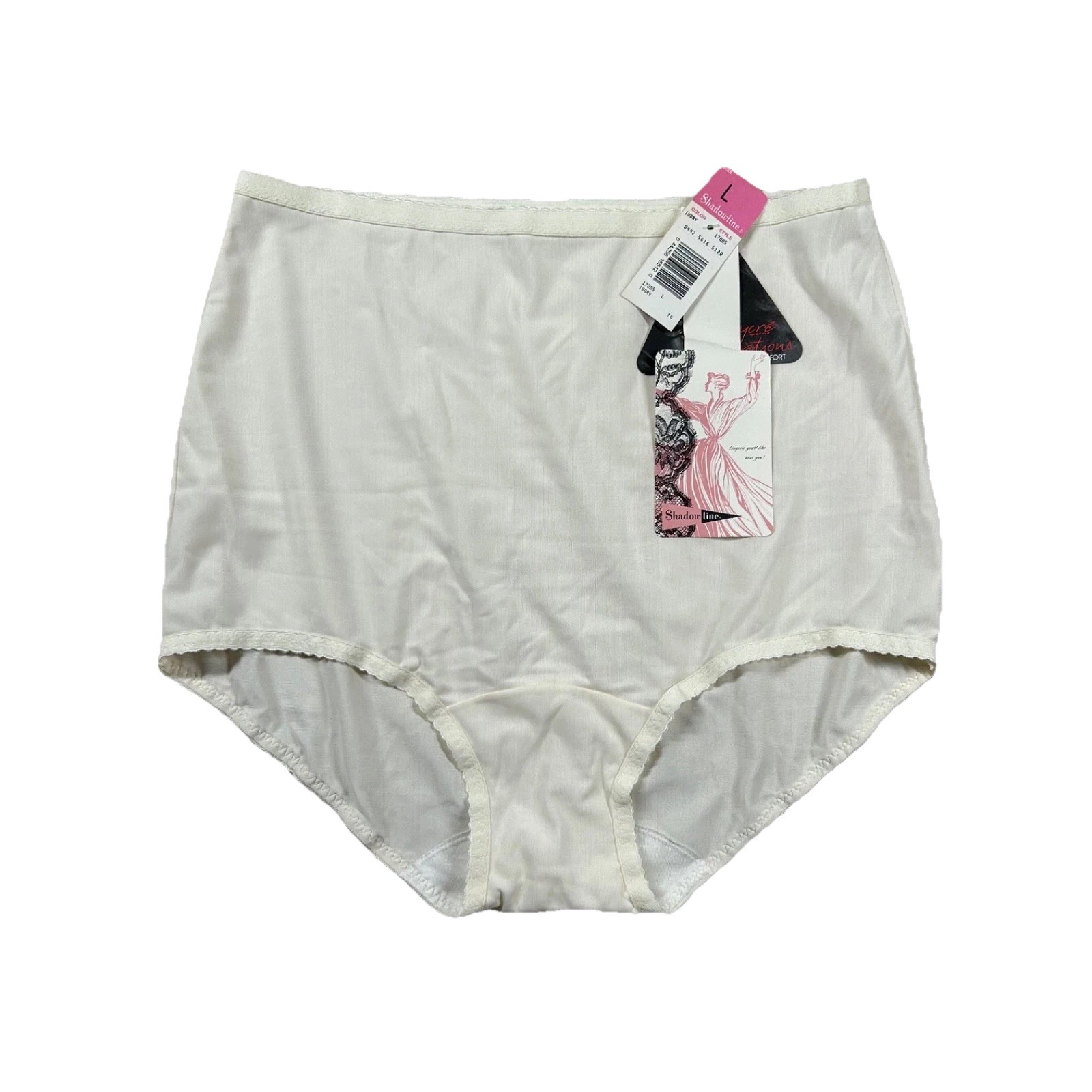 Vintage Shadowline Lingerie Womens L Nylon Blend Ultralight Granny Panty 70s 80s