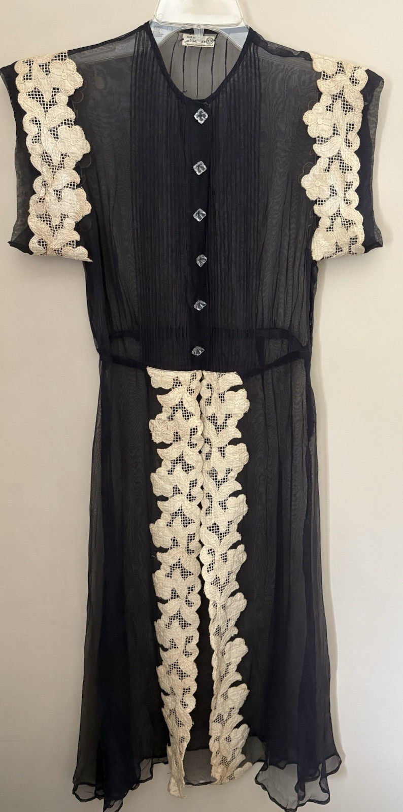 Vintage FOGA DLA 1930s-40s Silk Chiffon Dress Study Mid Century Film Noir AS IS