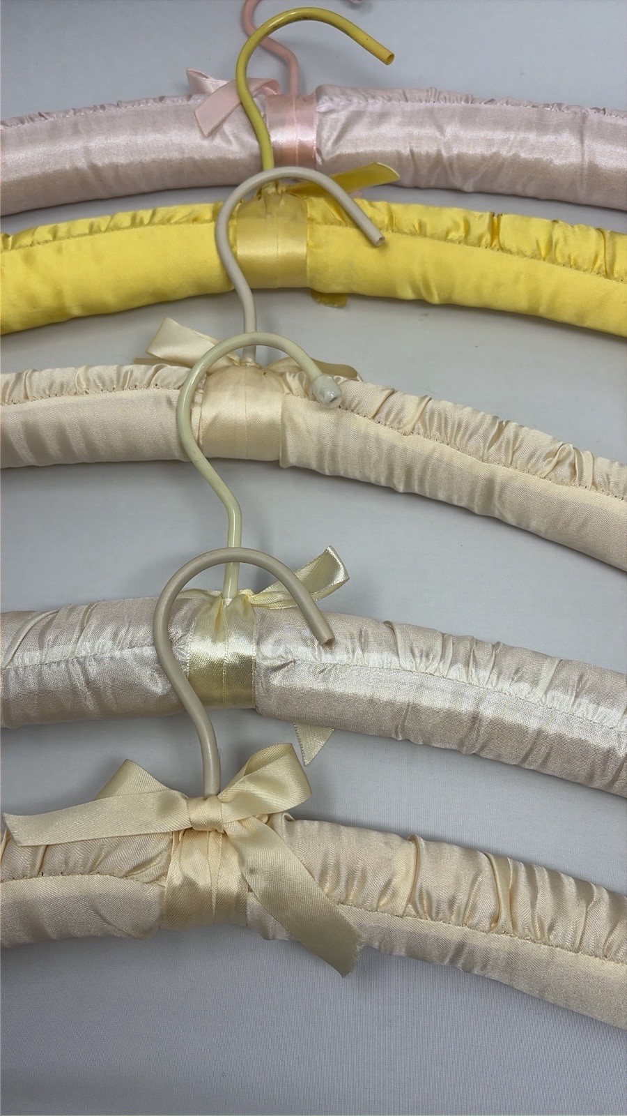 Vintage Lot of 9 Satin Covered Clothing Hangers ( Read)