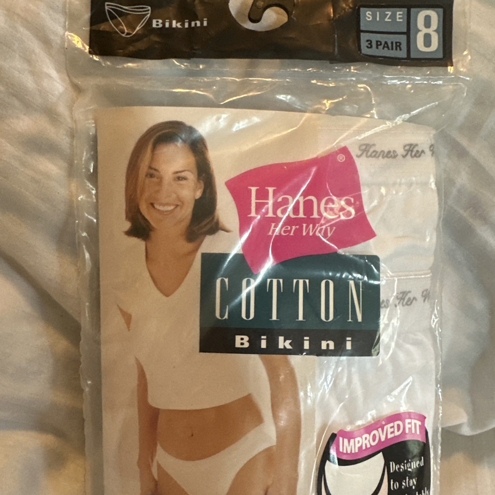 2003 Hanes Her Way White Cotton Bikini Underwear Panties Womens 8 Vtg NEW 3-Pack