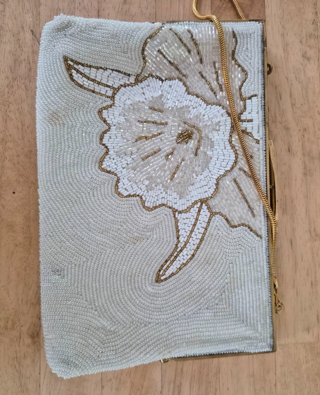 Vintage Gerry Goldman Handmade Beaded Floral Clutch with Original Box