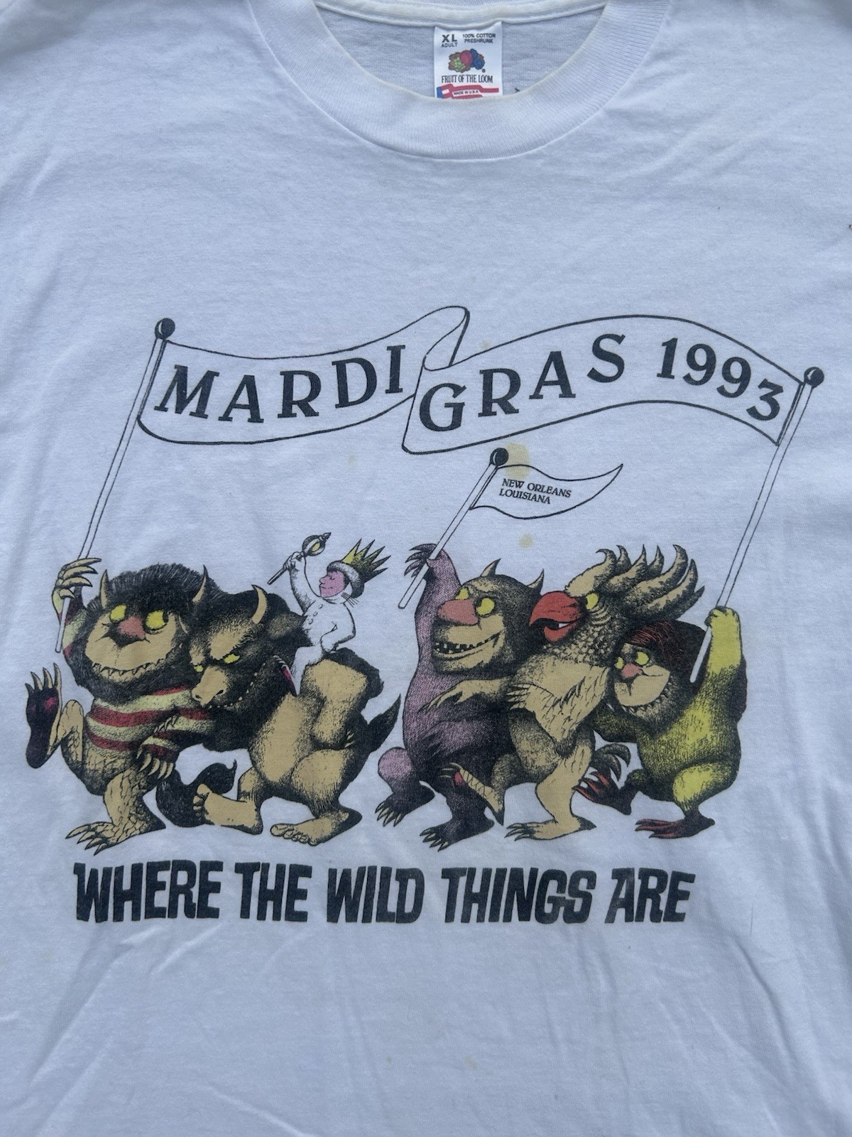 Vintage 1993 Where The Wild Things Are Mardi Gras Shirt XL Fruit of the Loom USA