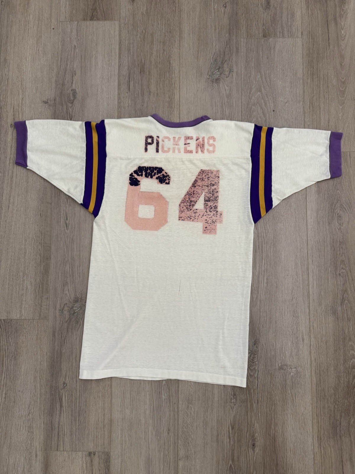 vintage 60s Football Jersey Cotton Durene Blend S-M Faded Distressed White
