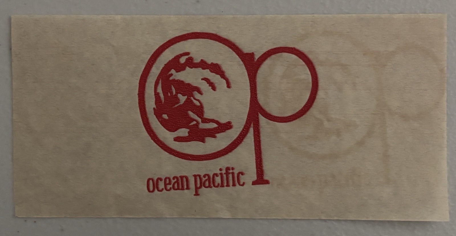 Original Vintage Ocean Pacific OP Surf Logo Graphic Red Mini Iron On Transfer