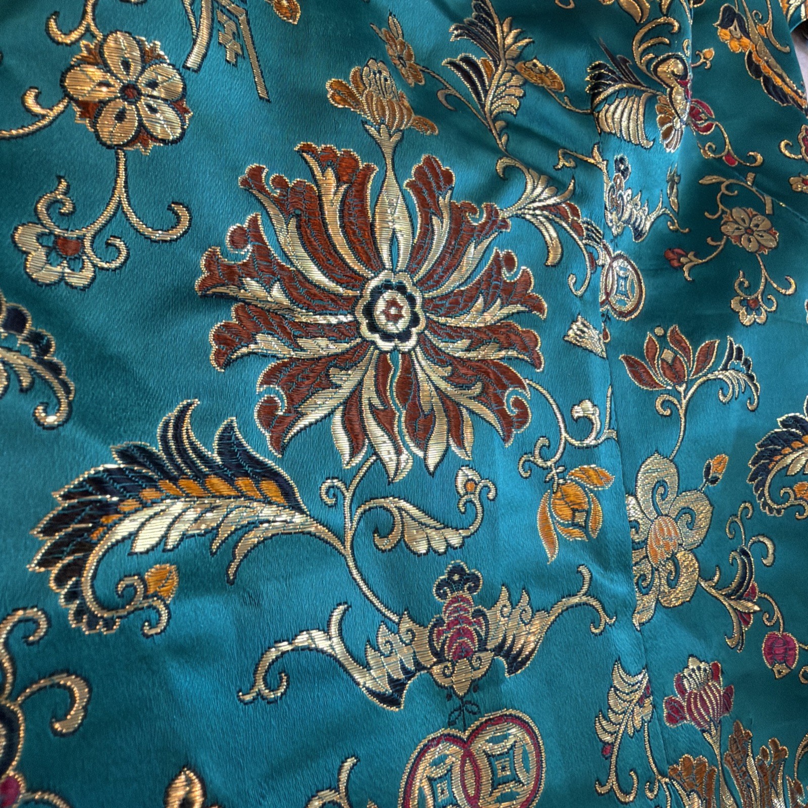 Vintage Women’s Dress Asian Mandarin Collar Cheongsam Gold Embroidered China XS