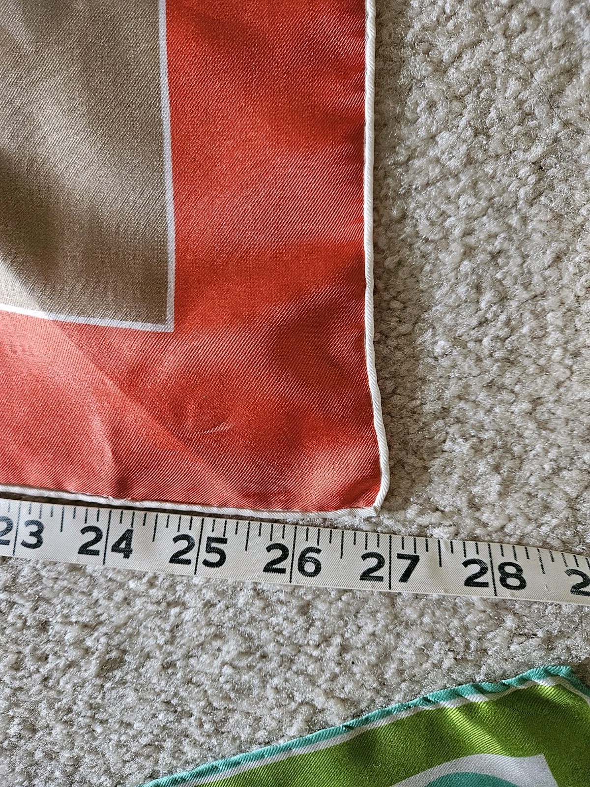 Vintage 60’s Vera Neumann Square SILK Scarf ORANGE TAN Polka Dot Japan Geometric