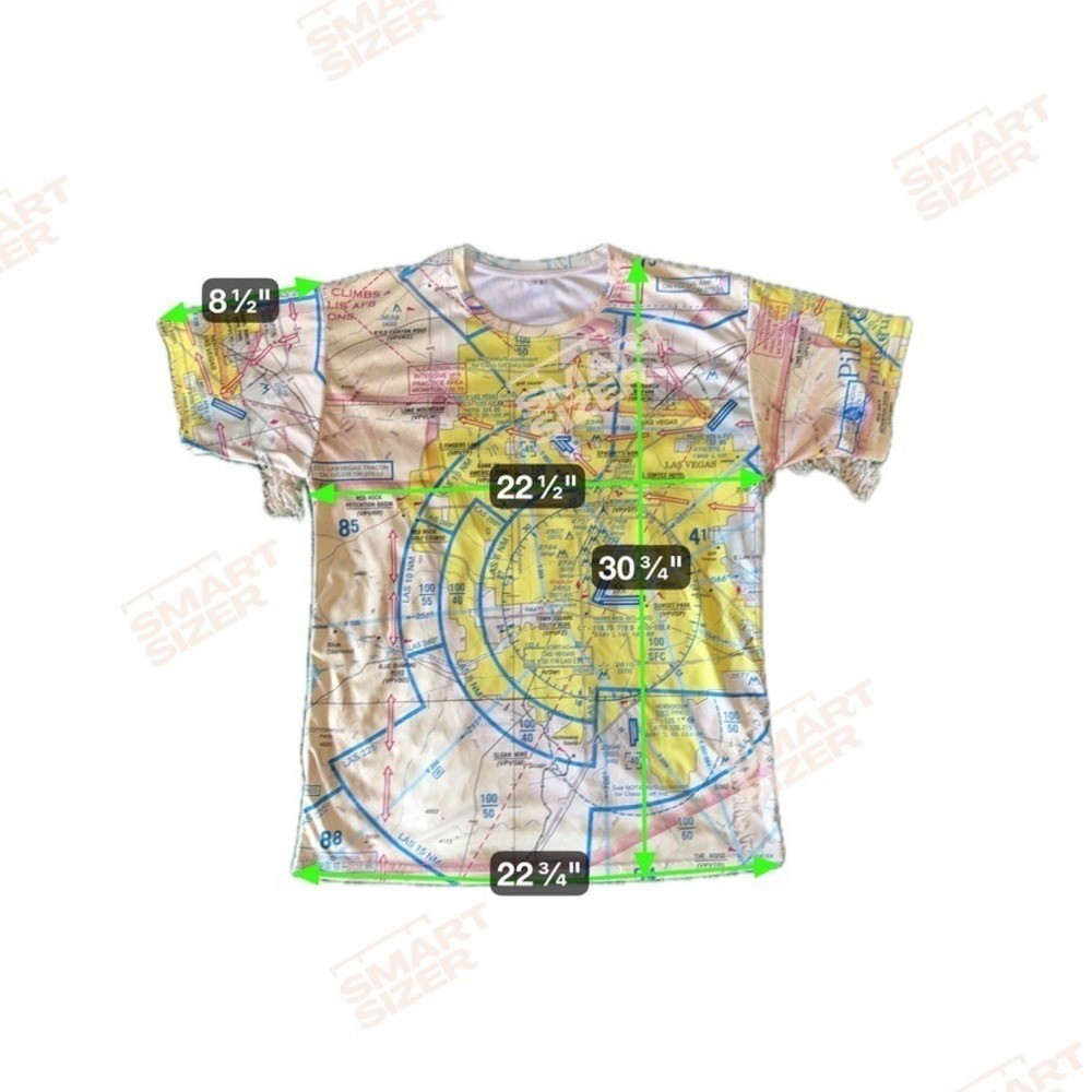 Mens Aviation Map Print Graphic T Shirt Large All Over Print Las Vegas Airway