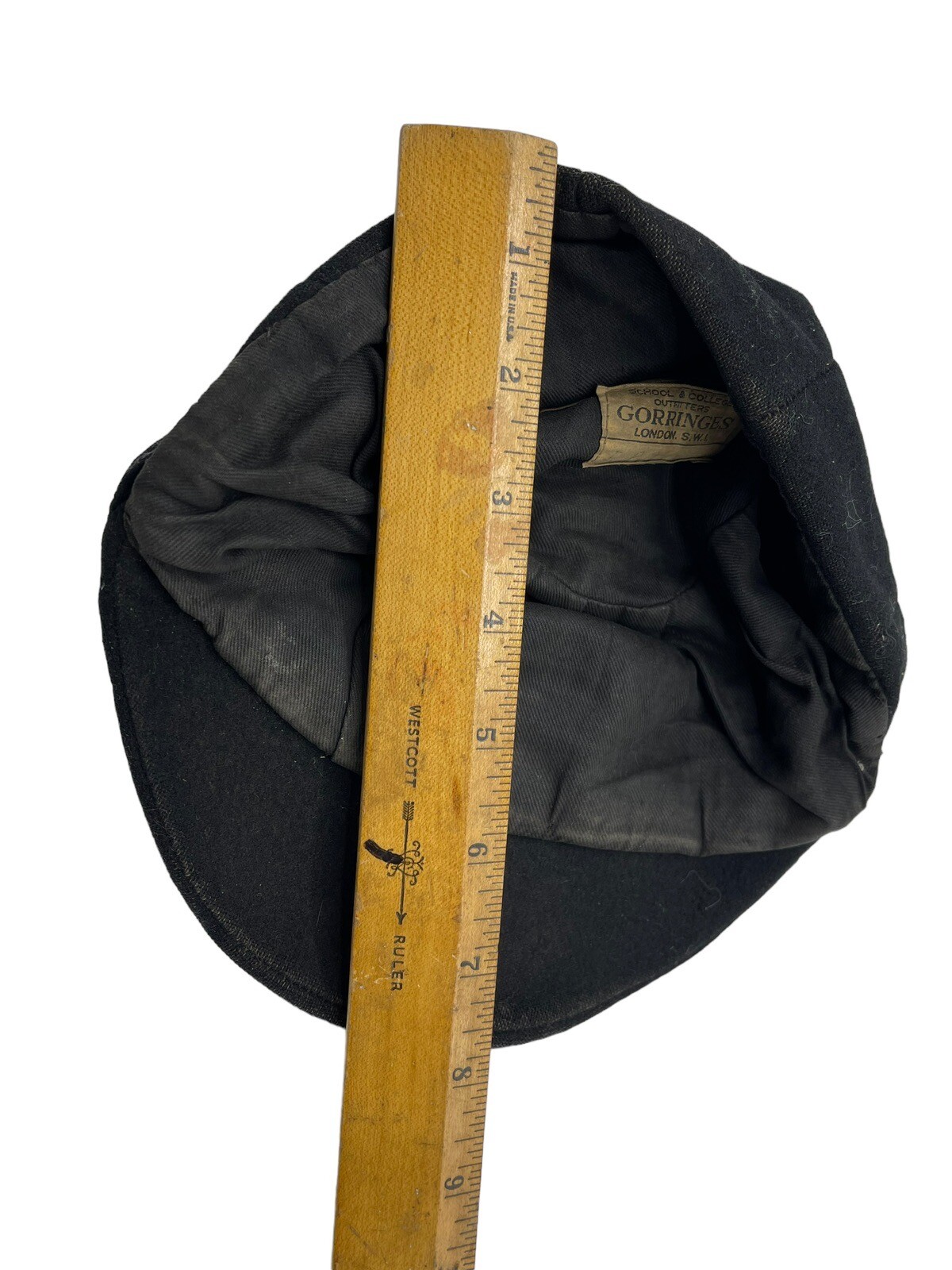 Antique School Girl Hat Beret Gorringes London Black Eagle 6 7/8 United Kingdom