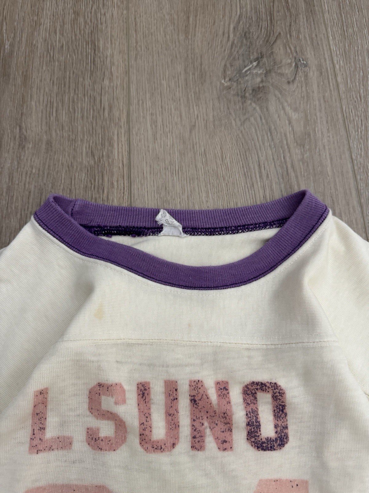 vintage 60s Football Jersey Cotton Durene Blend S-M Faded Distressed White