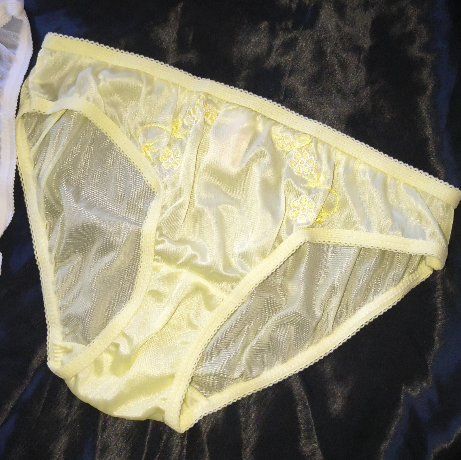 2 Pairs 70s Vintage Girl’s 100% Nylon Panties Delicate Floral Embroidery SMALL