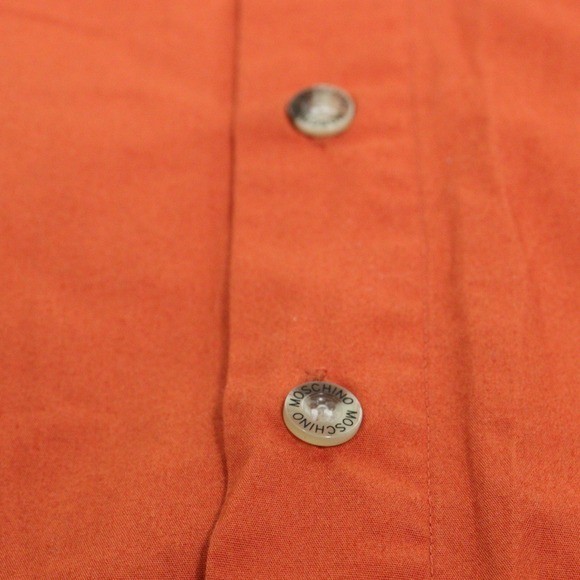 VTG Moschino Jeans Button Up Adventure Wear Racing Stripe Orange Cotton Men M
