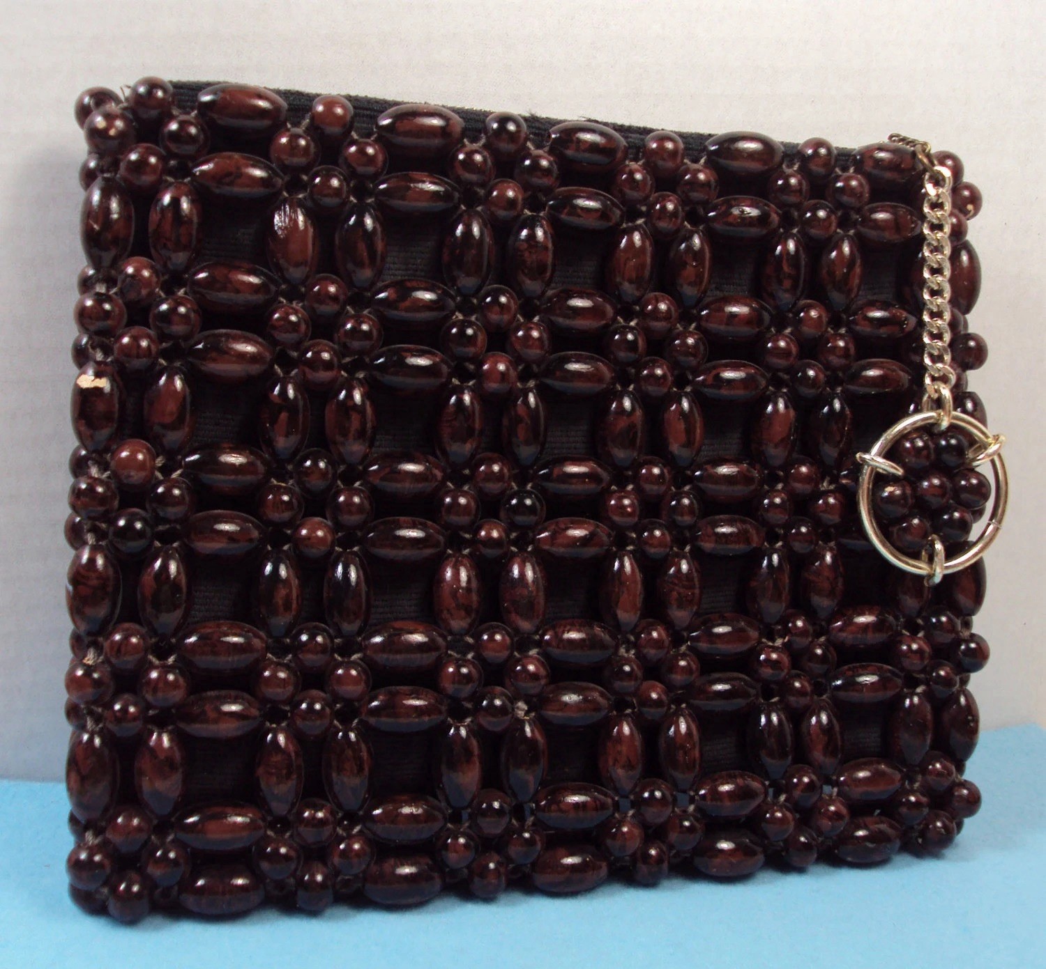 wooden beaded clutch vintage