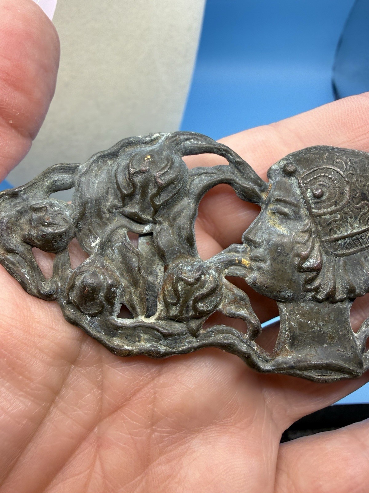 Vintage Art Nouveau Embossed Belt Buckle