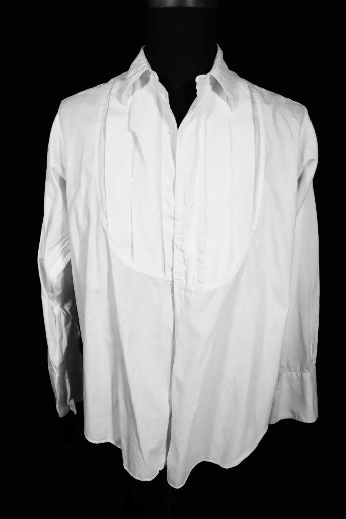 Vintage 1960’s White Cotton Tuxedo Shirt Size Med Excellent Condition