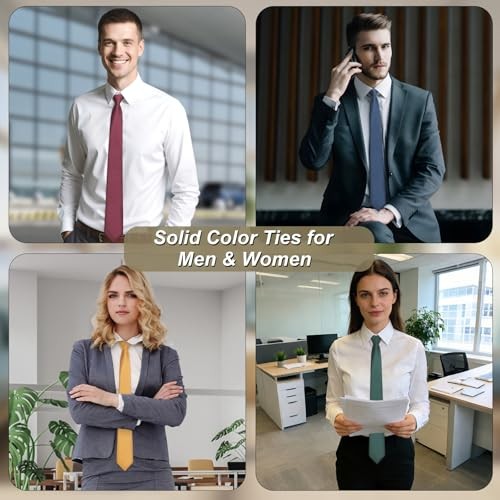Men’s Ties Solid Color Formal Necktie, Black Ties for Men, 3.15″ Plain Gold