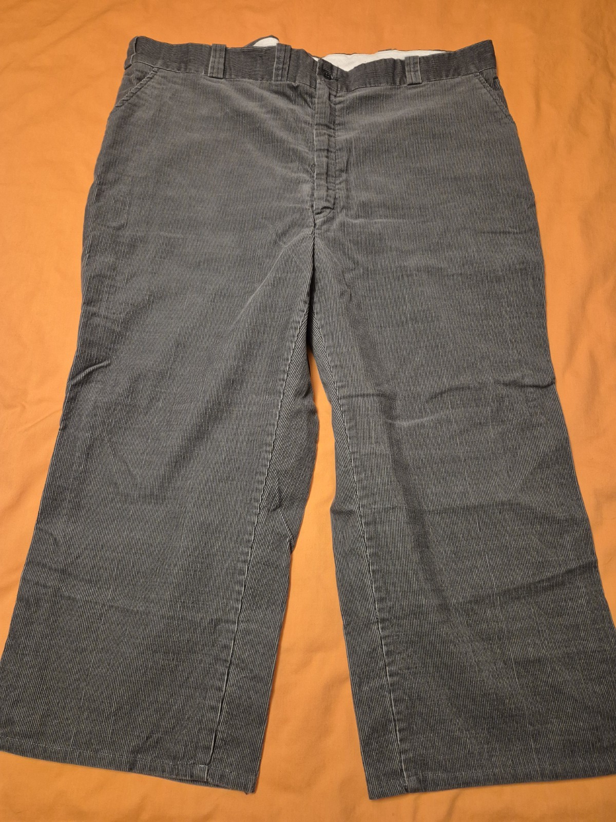 2 PAIRS VINTAGE SEARS WORK LEISURE PERMA PREST CORDUROY PANTS NAVY GREY 44 WAIST