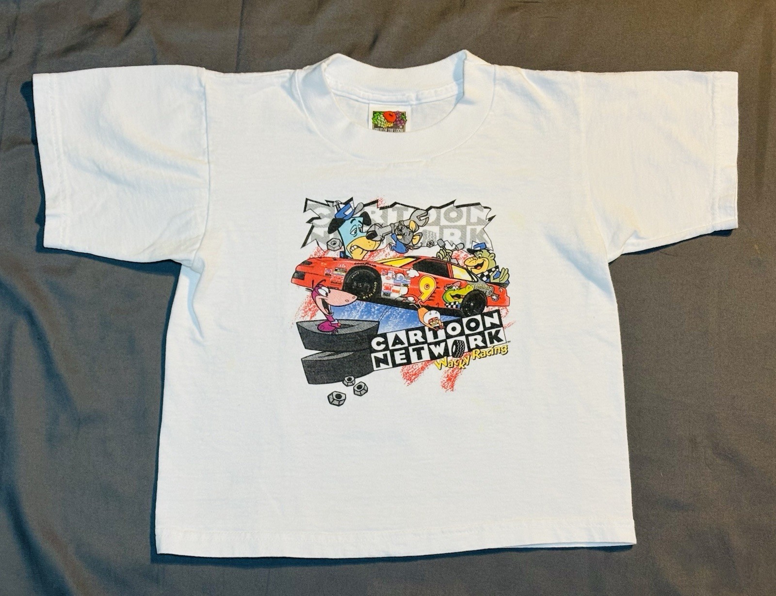 Vintage Kids Cartoon Network Wacky Racing Shirt NASCAR Hanna Barbera 1998 6/8