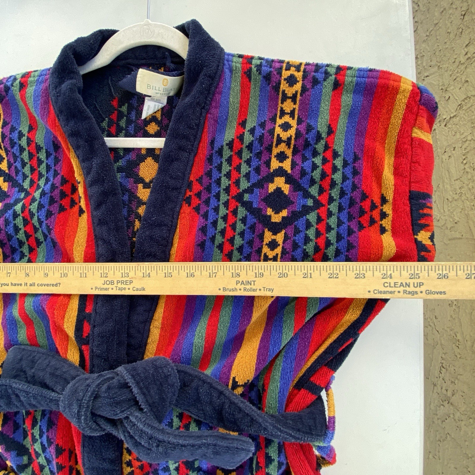 Vintage 80s Blass 100% Cotton Brazil Robe OS Colorful Aztec Southwestern Belted