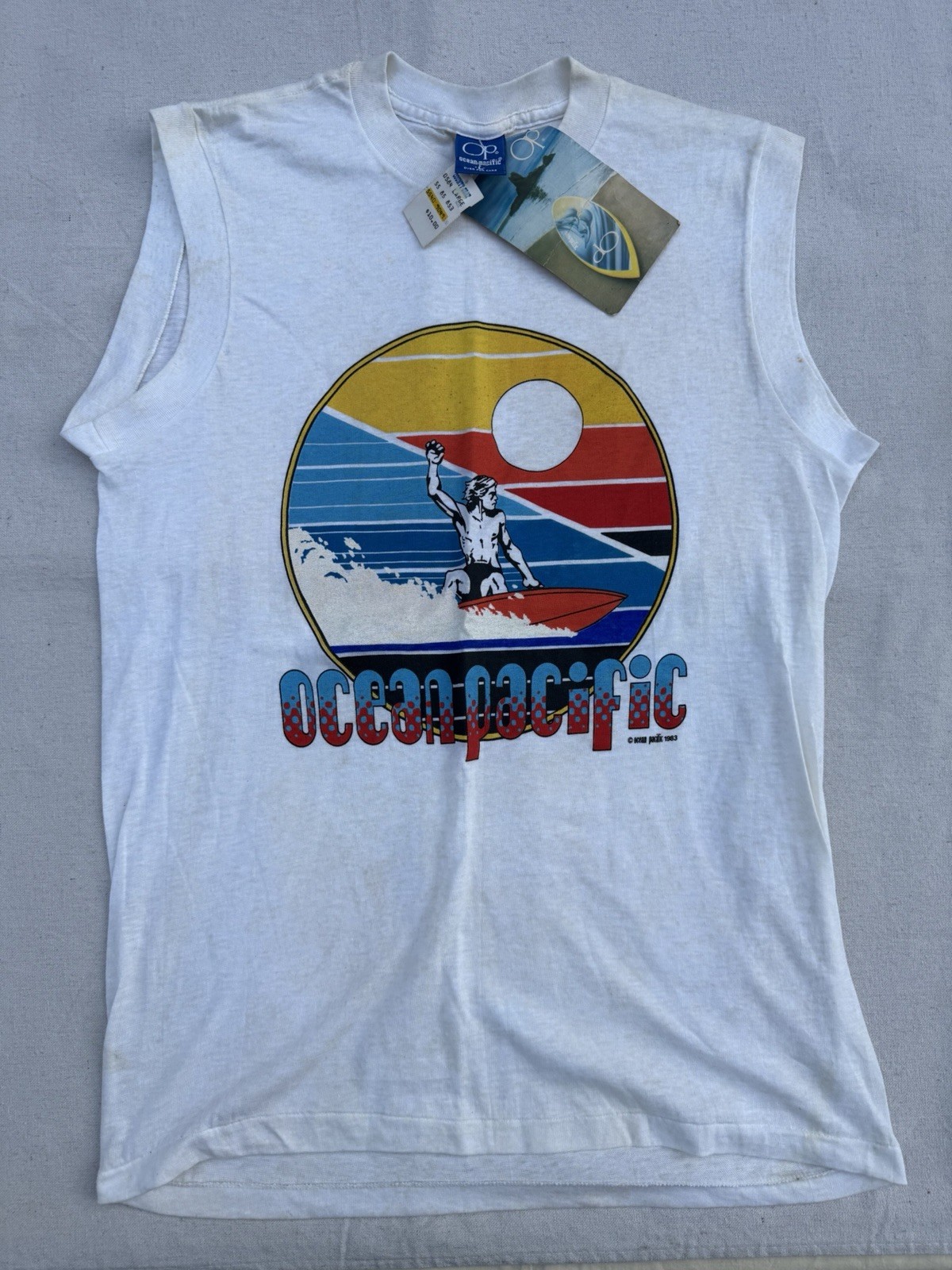 Rare Vtg 80s OP Ocean Pacific Sunwear Logo Surfer Shirt Surf Single Stitch