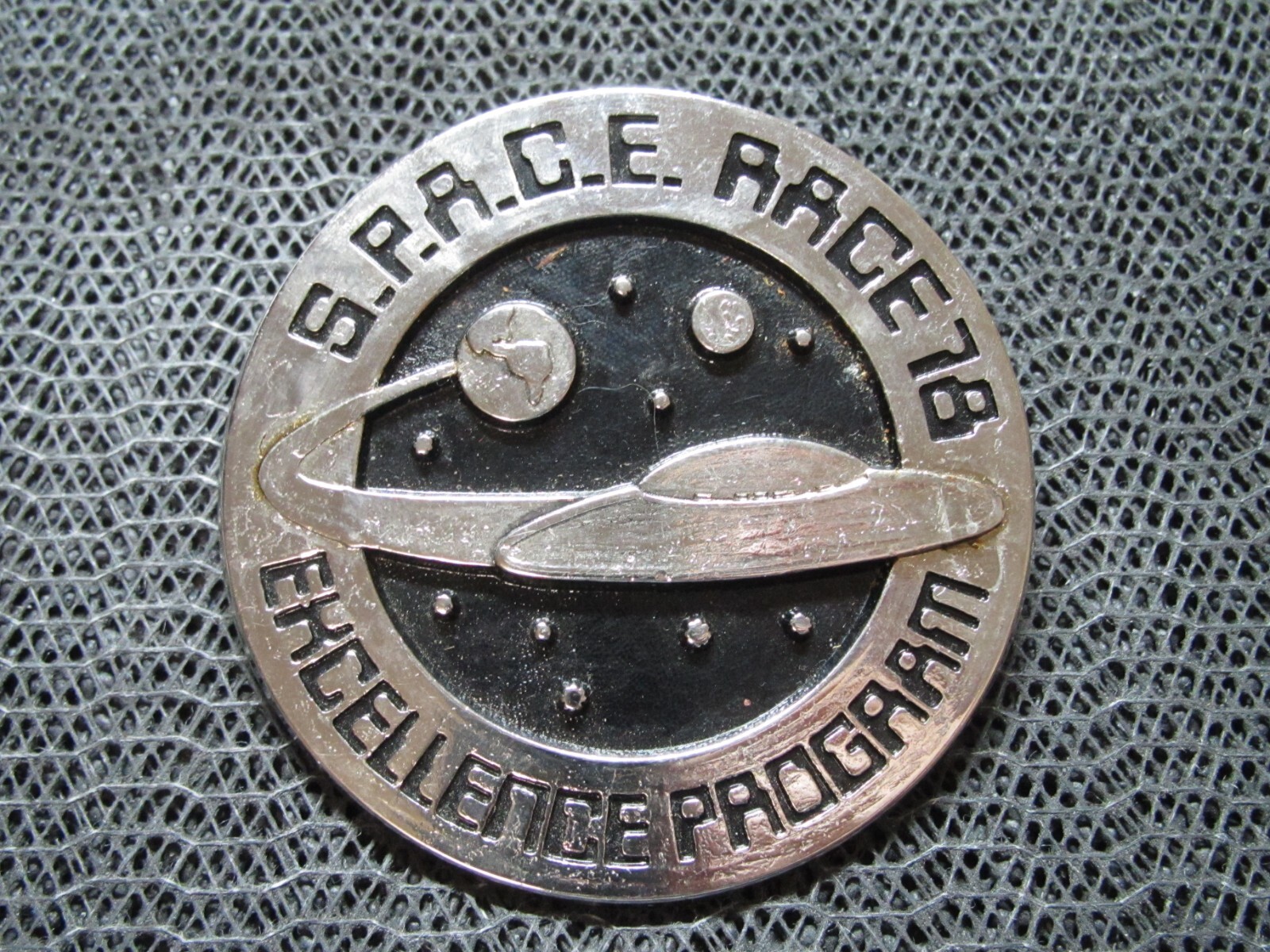 SPACE RACE 78 EXCELLENCE PROGRAM UFO BELT BUCKLE! VINTAGE! VERY RARE! 1970s! USA