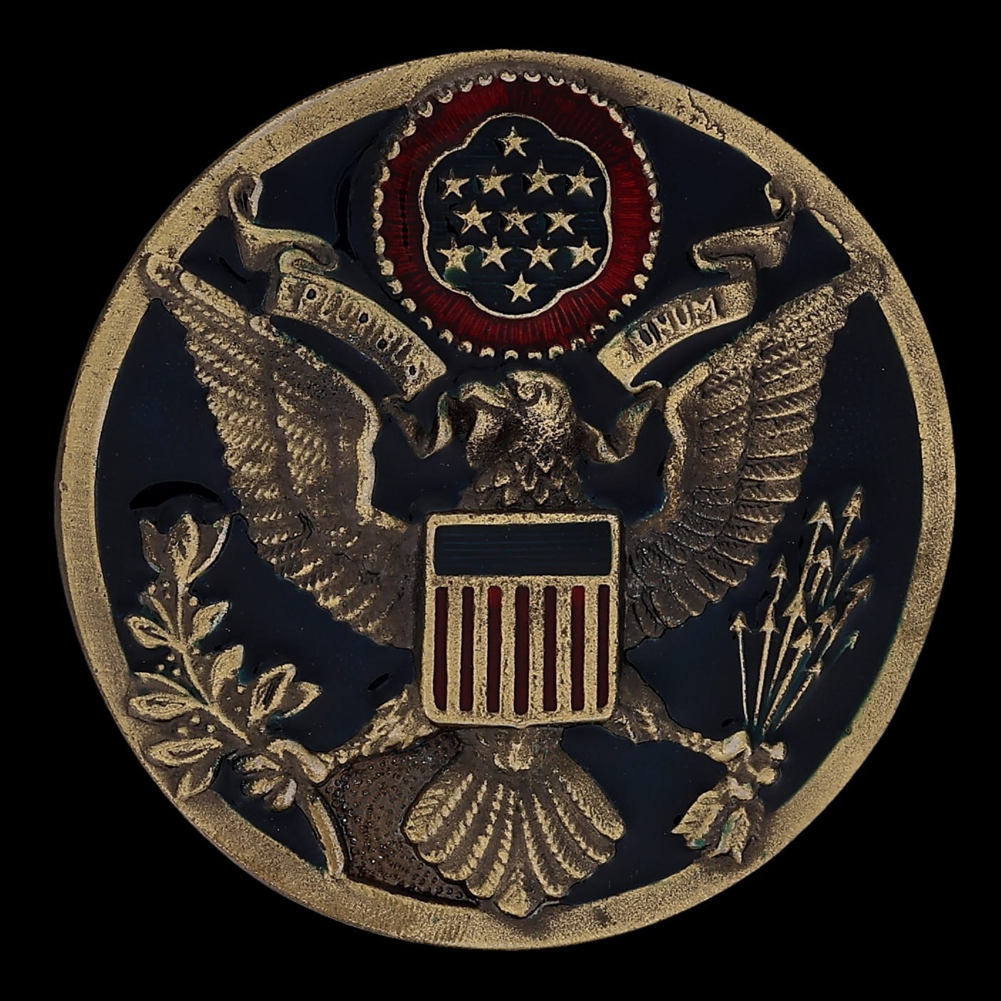 United States America Great Seal Eagle Patriotic 4th July Vet Vtg Belt Buckle