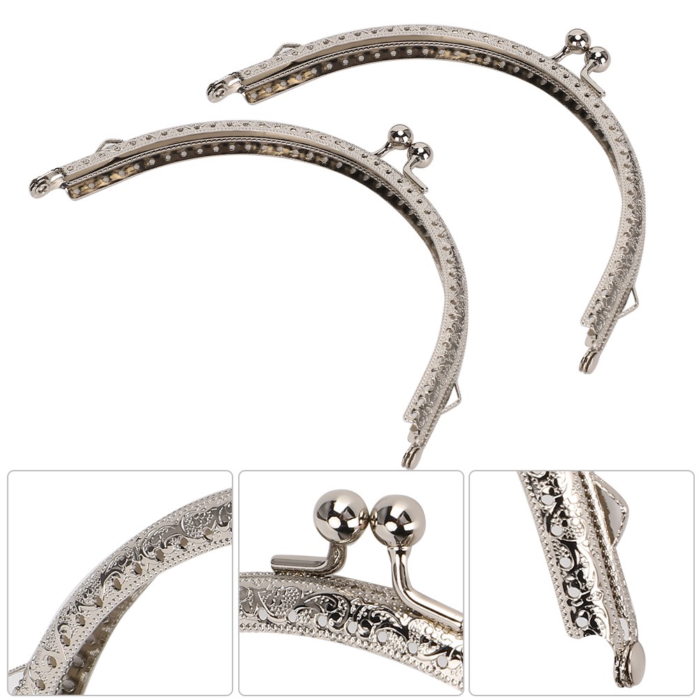 2Pcs/Set Metal Purse Frame Clasp Lock Semicircular Embossed Handle 15cm Hot