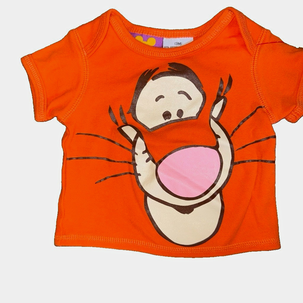 Vintage Disney Baby Tigger Orange Graphic Print Crew Neck T-Shirt 3M