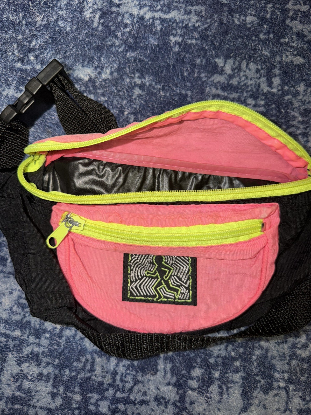 Rare Vintage Keith Haring Run Walk Neon Fanny Pack Waist Bag 80s 90s Retro