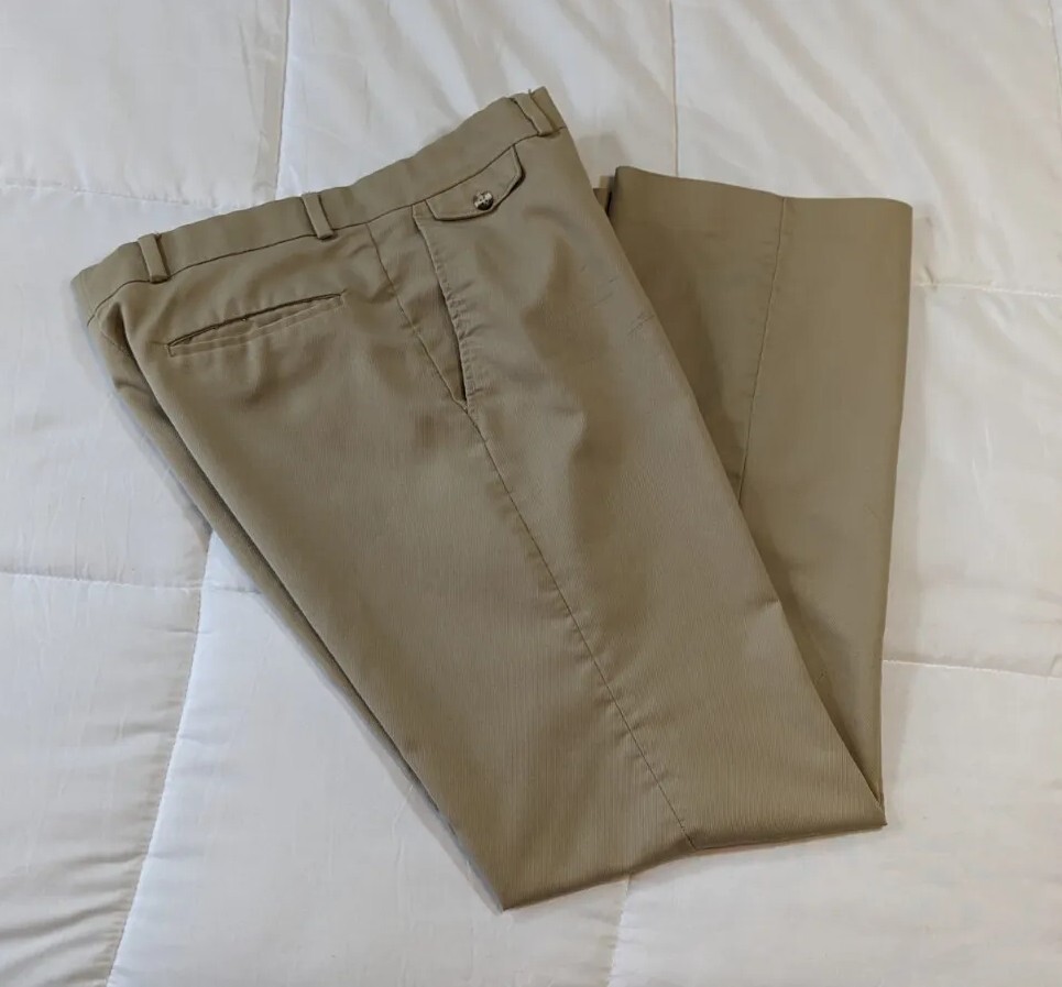 Vintage John Weitz Pants Men’s 33 X 30 1/2 Khaki 1970s Slacks