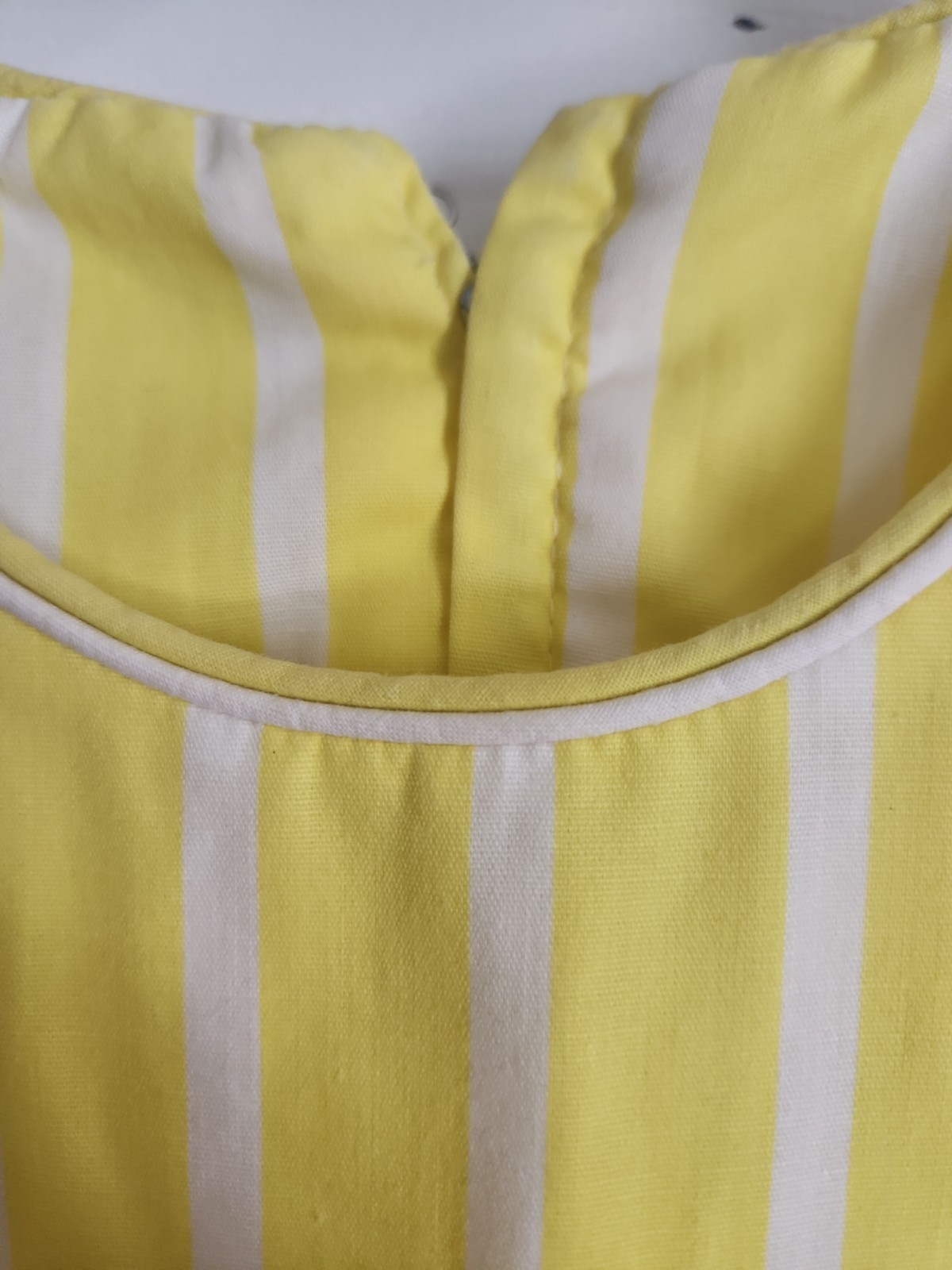 Vintage 1960s Carol Brent Yellow White Stripes Sleeveless Dress