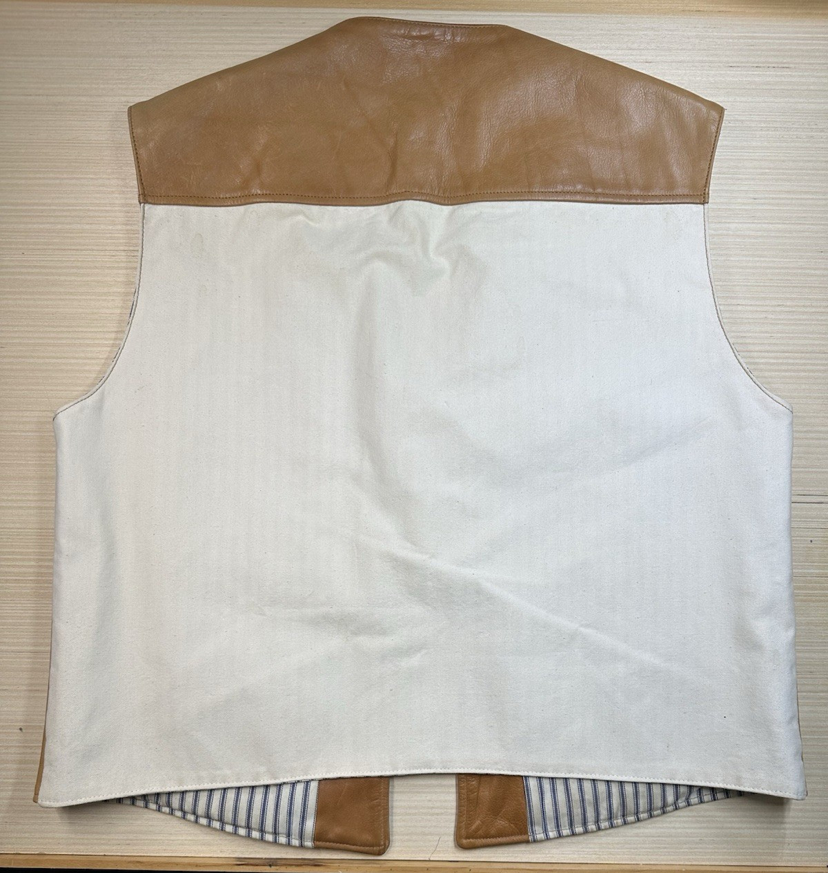 VTG Classic Old West Styles Brown Leather Vest Blue Tic Lining USACowboy Western
