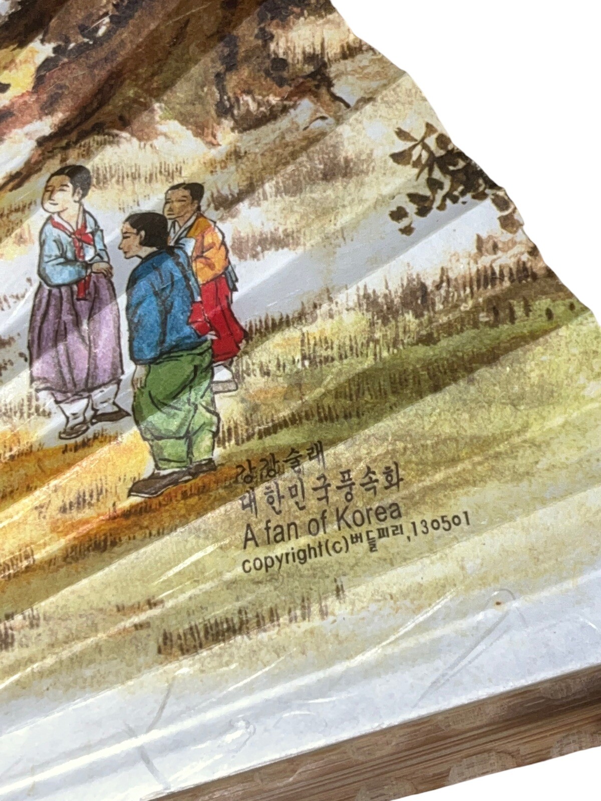 Korean Traditional Crafts Beautiful Folding Hand Fan Korean paper Folk Paint