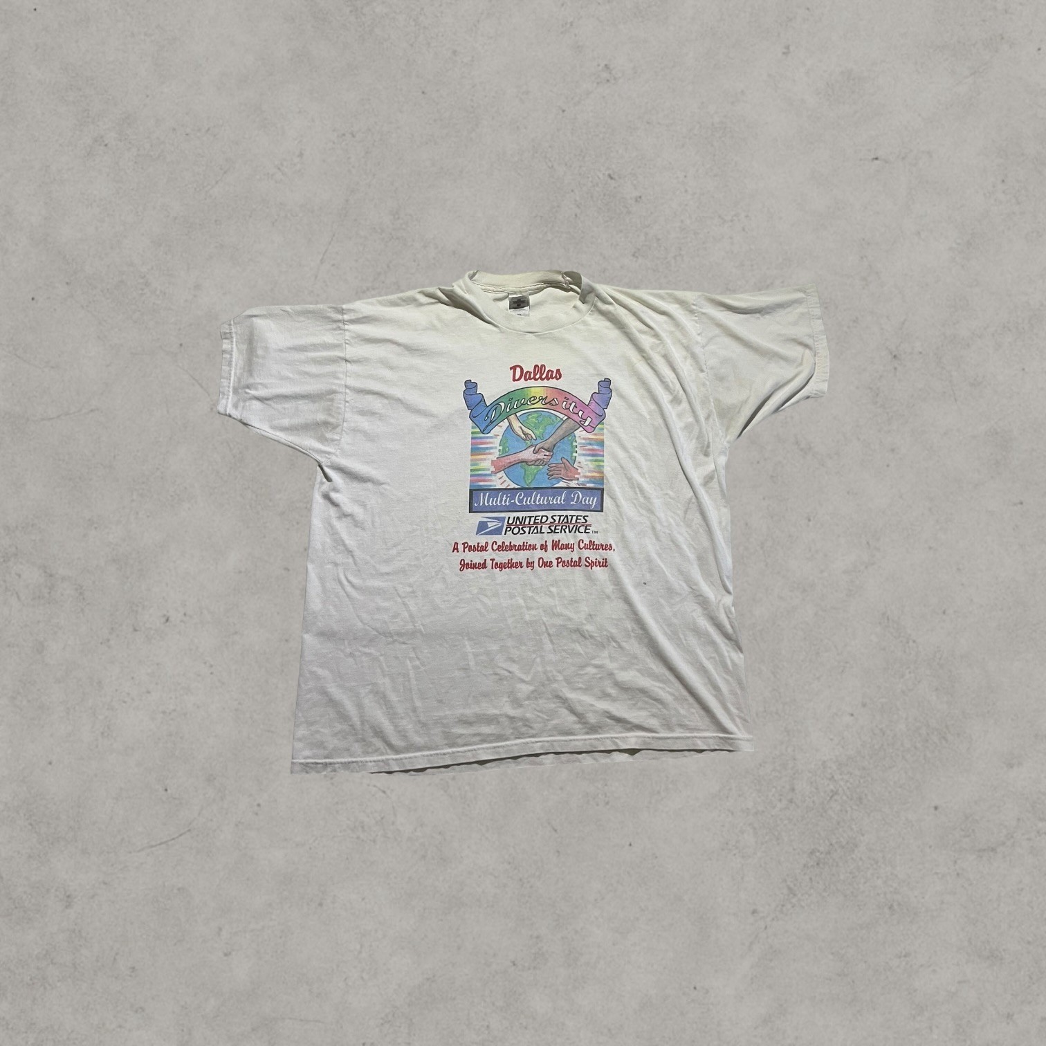 Vintage USPS Dallas Diversity Multi-Cultural Day T-Shirt XXL Fruit of the Loom