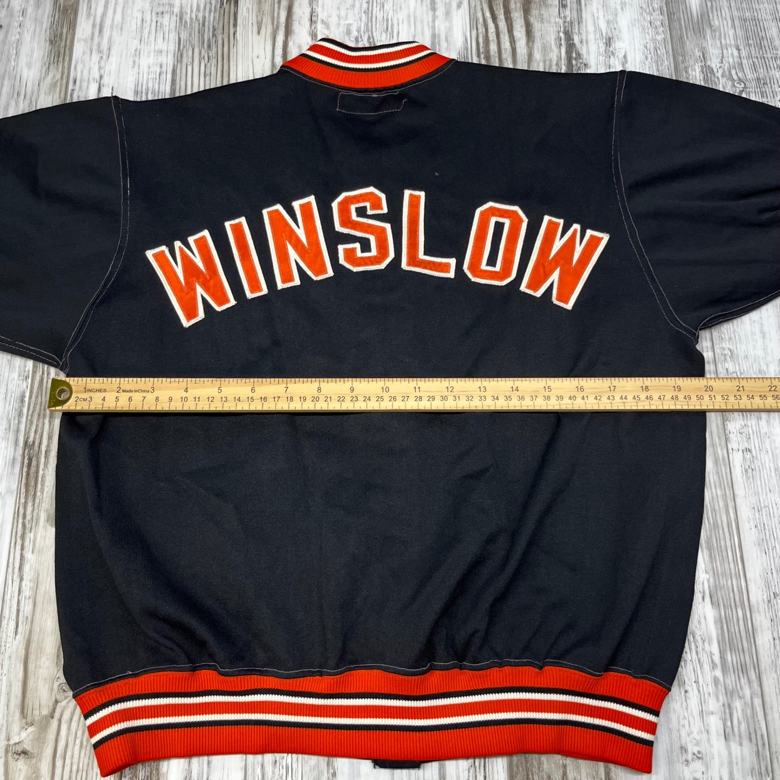 60s Vintage Russell Southern Co Winslow Athletic Jacket Black Red Snap Front S