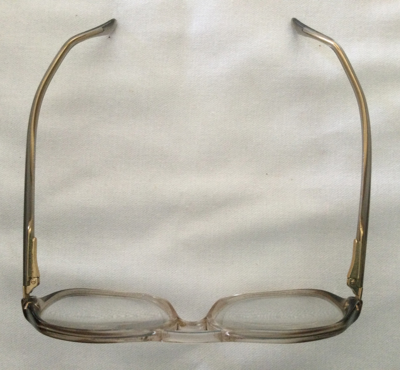 Vtg Luxottica Stanley Oversized Taupe Amber Eyeglasses Frames Made Italy 145MM