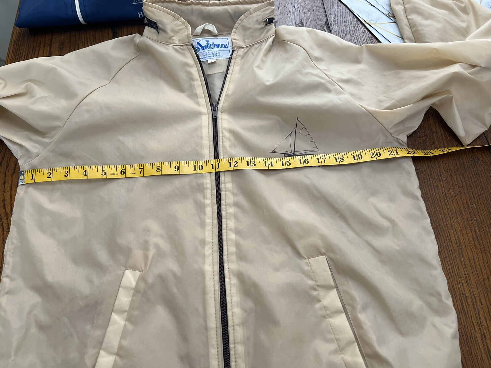 Vintage Bermuda Rider Jacket Nylon Waterproof Full Zip Hooded Blue Med OR Tan Sm