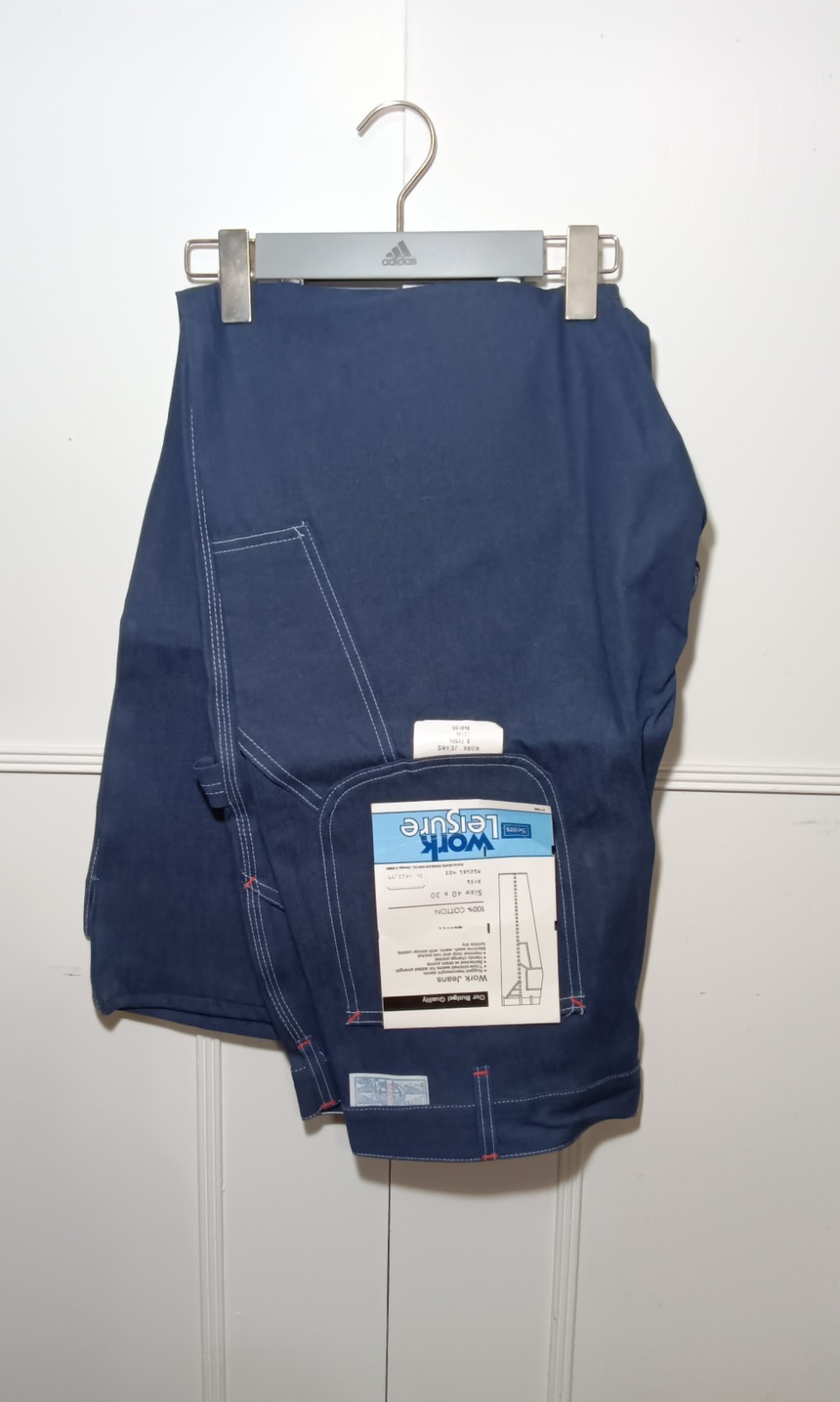 Vintage Rare 70s NOS Sears Blue Work Leisure Denim Carpenter Jeans 40×30