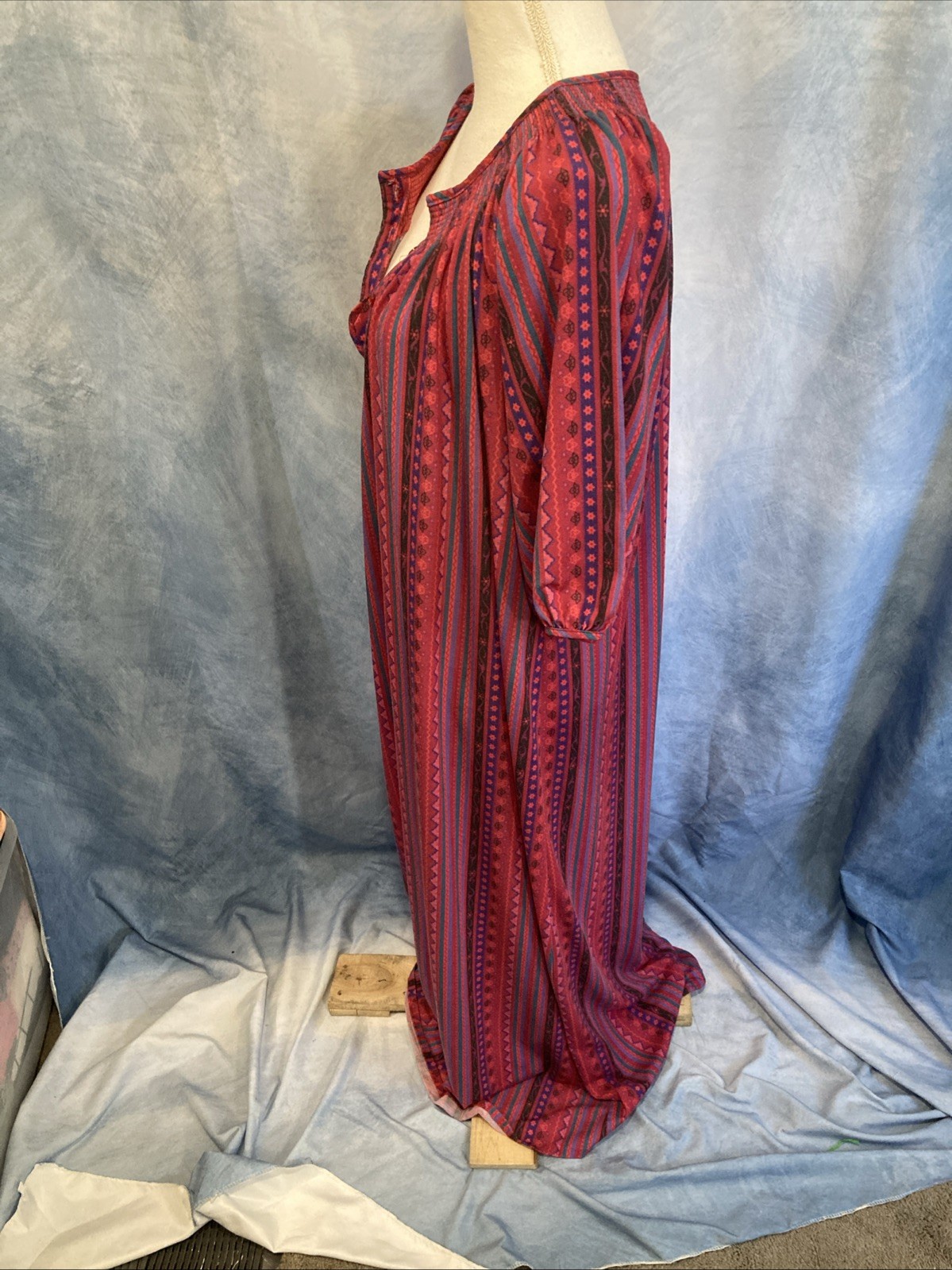 VTG 70s Donna Richard Gilligan O’Malley Maxi Dress Muumuu Caftan Pink Boho L