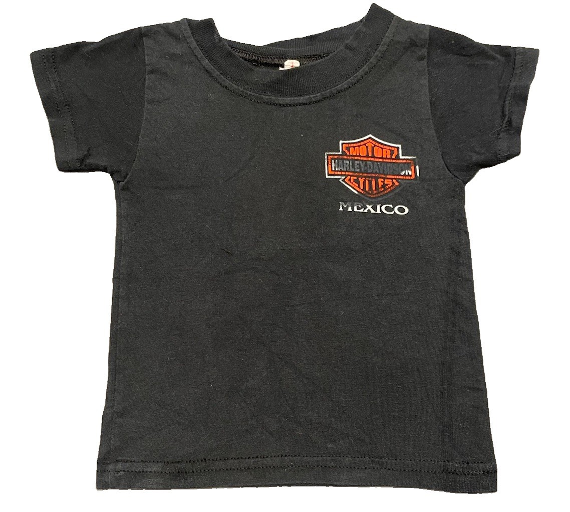 Vintage Y2K Toddler Harley-Davidson T-Shirt Black Bar & Shield Mexico Tee Size 1
