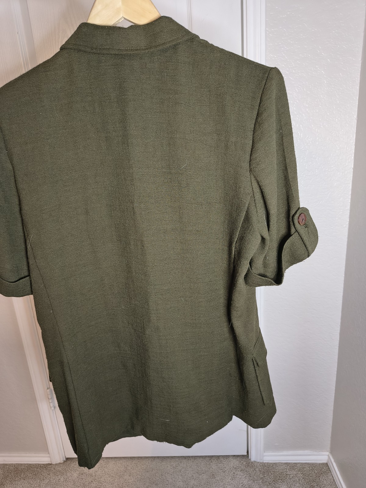 Vintage Cottagecore Artsy Preppy Academia Khaki Green Women Appr Size L Top DP22